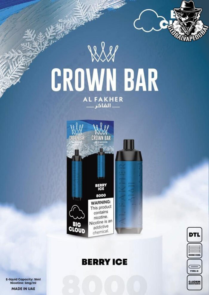 Berry-Ice Al Fakher 8000 Puffs Crown Bar Disposable 5mg - Image 2