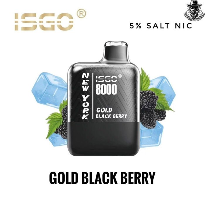 Gold-Black-Berry ISGO New York 8000 Puffs Disposable - Image 9