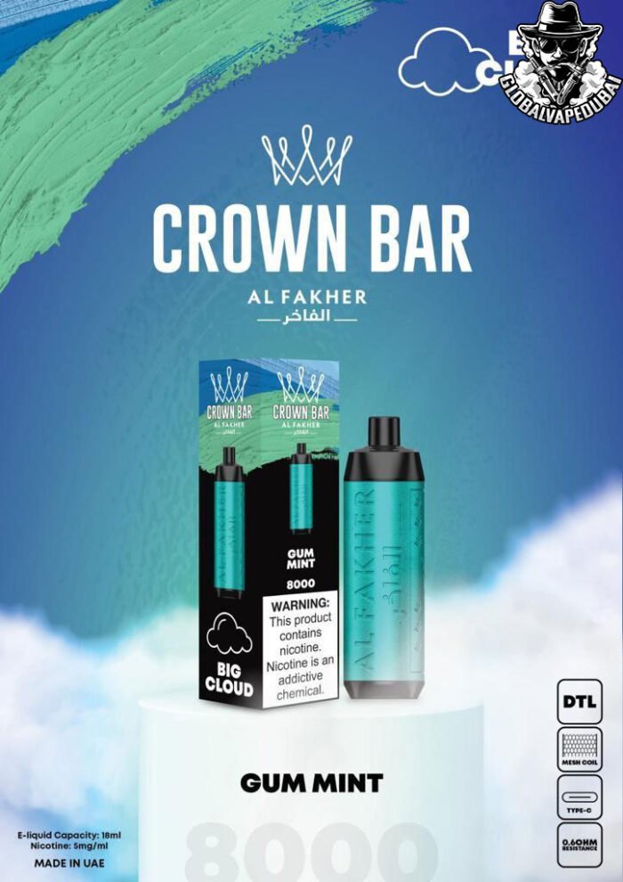 Gum-Mint Al Fakher 8000 Puffs Crown Bar Disposable 5mg - Image 10