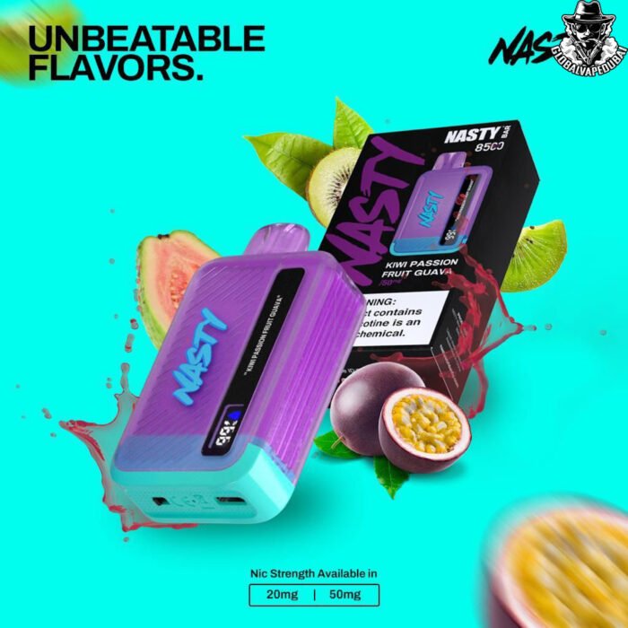 Kiwi-Passion-Fruit-Guava Nasty Bar 8500 Puffs 20MG Disposable - Image 7