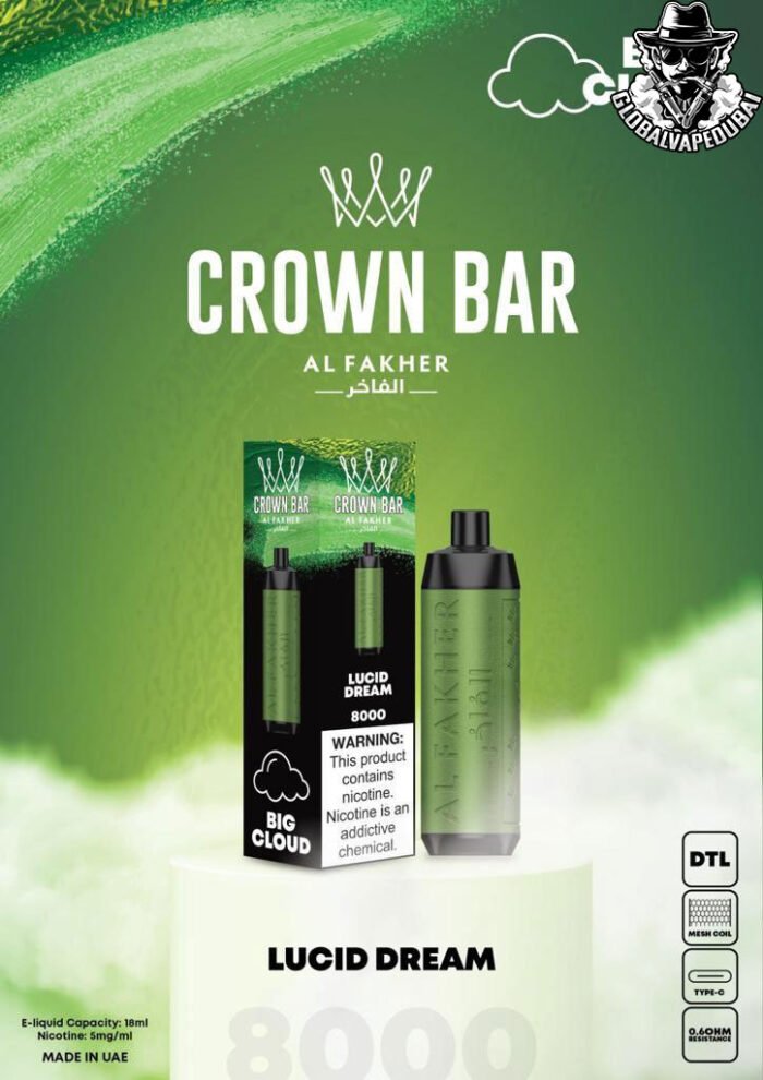 Lucid-Dream Al Fakher 8000 Puffs Crown Bar Disposable 5mg - Image 12