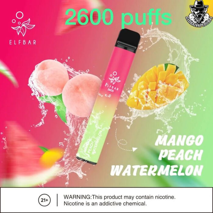 Mango-Peach-Watermelon Elf Bar Disposable 2600 Puffs Vape - Image 6