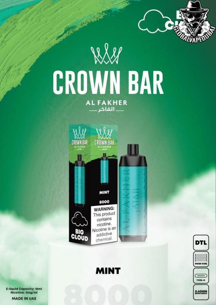 Mint Al Fakher 8000 Puffs Crown Bar Disposable 5mg - Image 16