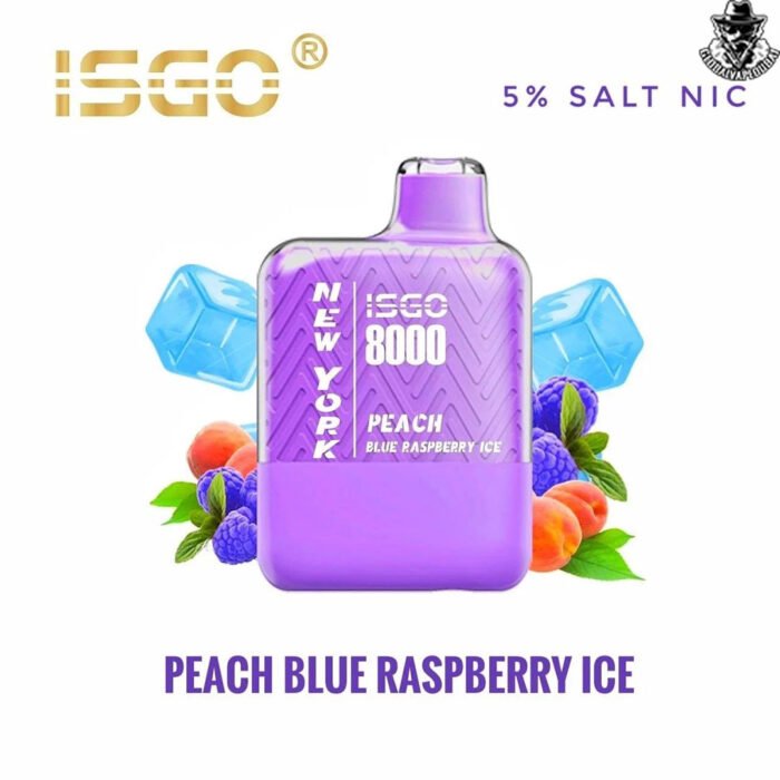 Peach-Blue-Raspberry-Ice ISGO New York 8000 Puffs Disposable - Image 5