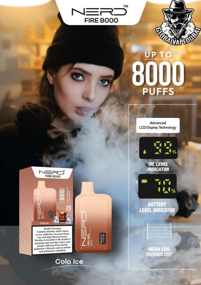 Cola-Ice Nerd Bar Fire 8000 Puffs Disposable - Image 8