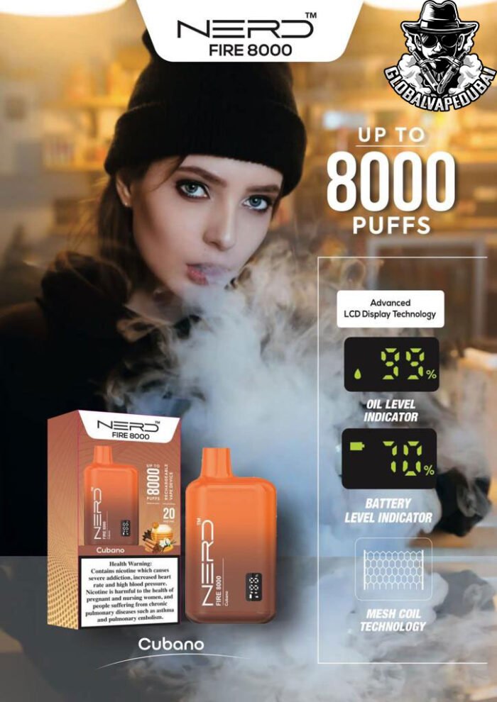 Cubano Nerd Bar Fire 8000 Puffs Disposable - Image 9