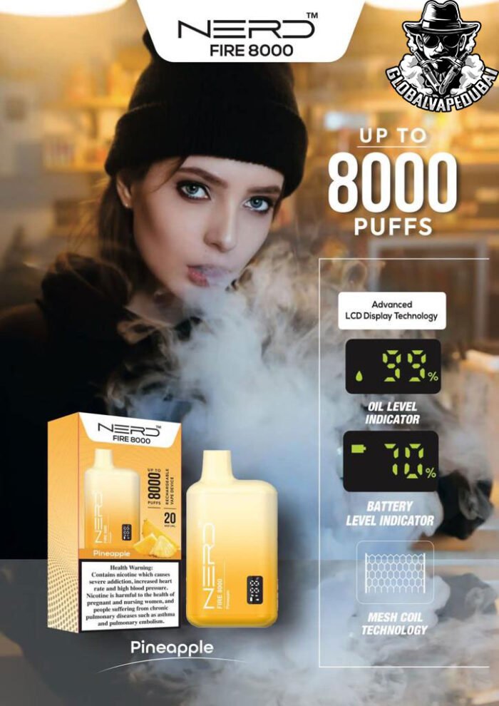 Pineapple Nerd Bar Fire 8000 Puffs Disposable - Image 16