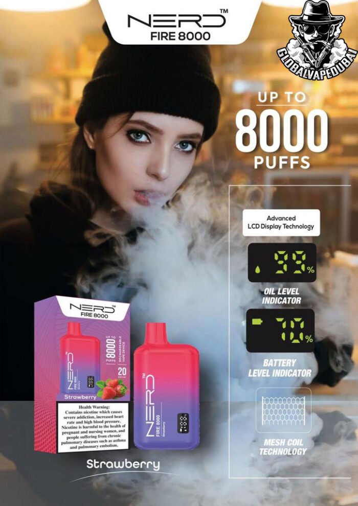 Strawberry Nerd Bar Fire 8000 Puffs Disposable - Image 17
