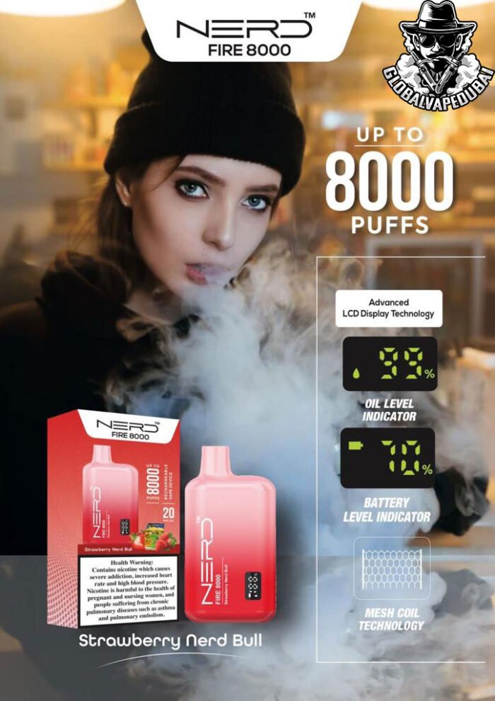 Strawberry-Nerd-Bull Nerd Bar Fire 8000 Puffs Disposable - Image 18