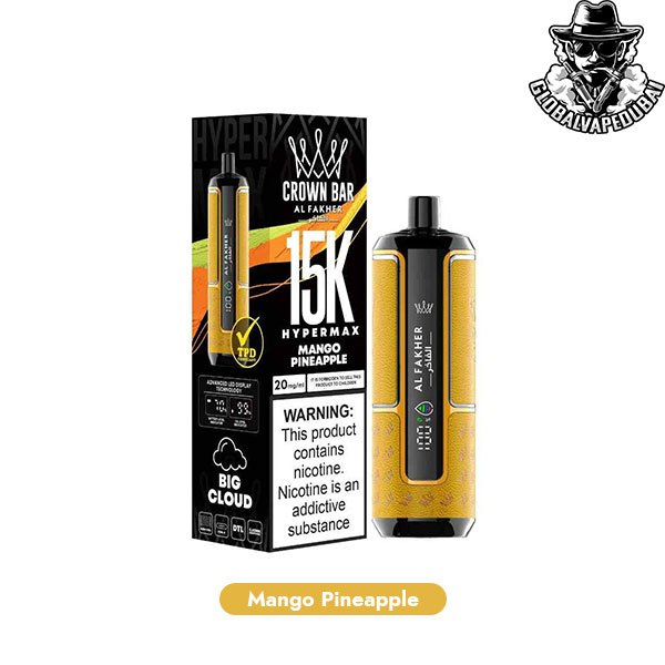 Mango-Pineapple Al Fakher Crown Bar Hypermax Disposable 15000 Puffs Vape Buy 1Box Get 1 Pc Free - Image 9