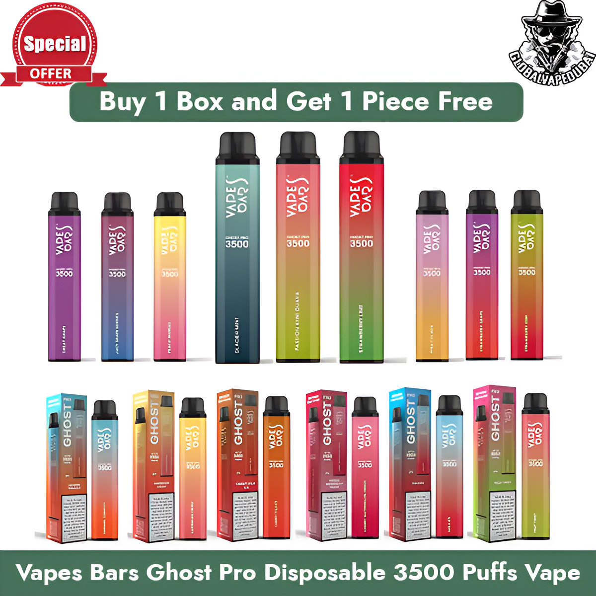 Web_Photo_Editor Buy Vapes Bar Ghost Pro Disposable 3500 Puffs Vape 1 Box Get 1 Piece Free - Image 1